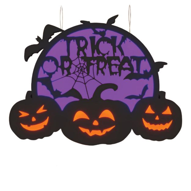 2D Trick or Treat & Pumpkin Motif Light (Orange & Purple)