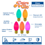 C9 RetroGlo® Vintage Red Ceramic LED Replacement Bulbs - 25 Pack