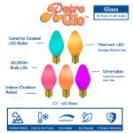 C7 RetroGlo® Vintage Blue Ceramic LED Replacement Bulbs - 25 Pack