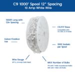 Novelty Lights C9 1000' Spool 12" Spacing 10 Amp White Wire