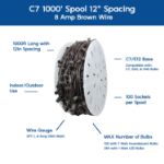 Premium Commercial Grade C7 1000' Spool 12" Spacing 8 Amp Brown Wire