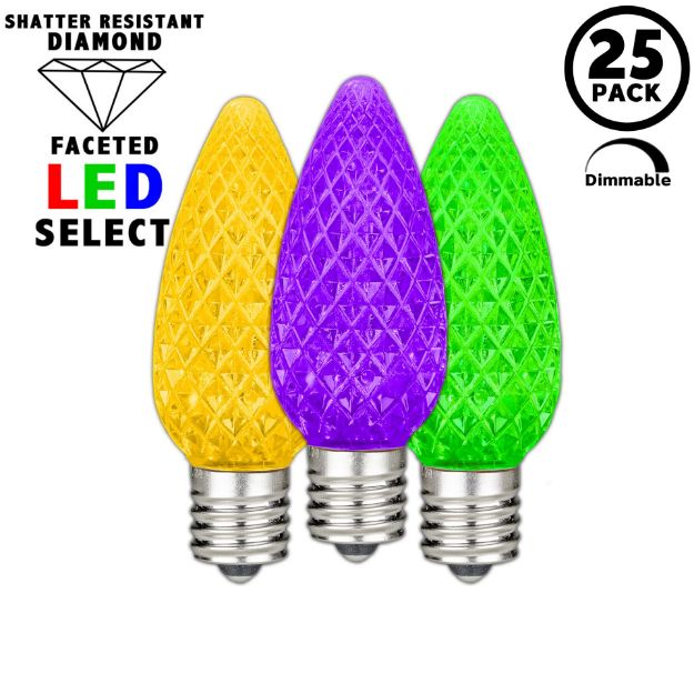 NL Select Yellow/Purple/Green C9 LED Replacement Bulbs 25 Pack