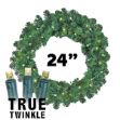 24" Lighted True Twinkle Deluxe Colorado Pine Wreath