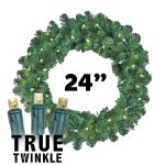 24" Lighted True Twinkle Deluxe Colorado Pine Wreath