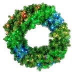 24" Lighted RGBWW Deluxe Colorado Pine Wreath