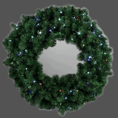 36" Lighted RGBWW Deluxe Colorado Pine Wreath
