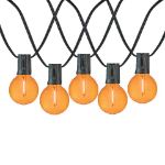 25 LED Filament G40 Globe String Light Set with Transparent Orange Bulbs on Black Wire