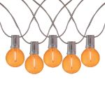 25 LED Filament G40 Globe String Light Set with Transparent Orange Bulbs on Brown Wire