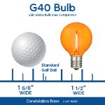 25 LED Filament G40 Globe String Light Set with Transparent Orange Bulbs on Brown Wire