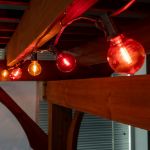 25 LED Filament G40 Globe String Light Set with Transparent Red, Orange & Yellow Bulbs on Brown Wire