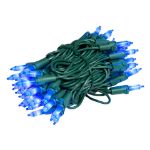 RetroGlo® Blue Ceramic Mini Lights 50 Light on Green Wire 11 Feet Long