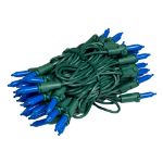 RetroGlo® Blue Ceramic Mini Lights 50 Light on Green Wire 11 Feet Long