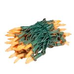 RetroGlo® Orange Ceramic Mini Lights 50 Light on Green Wire 11 Feet Long