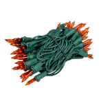 RetroGlo® Orange Mini Lights 50 Light on Green Wire 11 Feet Long