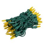 RetroGlo® Yellow Mini Lights 50 Light on Green Wire 11 Feet Long