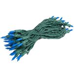 RetroGlo® Blue Ceramic Mini Lights 50 Light on Green Wire 25 Feet Long