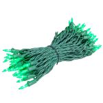 RetroGlo® Green Ceramic Mini Lights 50 Light on Green Wire 25 Feet Long