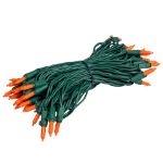 RetroGlo® Orange Ceramic Mini Lights 50 Light on Green Wire 25 Feet Long