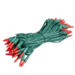 RetroGlo® Red Ceramic Mini Lights 50 Light on Green Wire 25 Feet Long