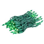 RetroGlo® Green Mini Lights 50 Light on Green Wire 11 Feet Long