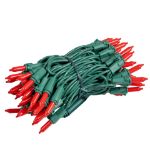 RetroGlo® Red Ceramic Mini Lights 50 Light on Green Wire 11 Feet Long