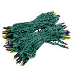 RetroGlo® Multi Color Mini Lights 100 Light on Green Wire 50 Feet Long