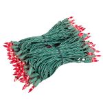 RetroGlo® Red Mini Lights 100 Light on Green Wire 50 Feet Long