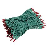 RetroGlo® Red Mini Lights 100 Light on Green Wire 50 Feet Long