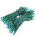 RetroGlo® Teal Mini Lights 100 Light on Green Wire 50 Feet Long