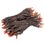 RetroGlo® Orange Mini Lights 100 Light on Brown Wire 50 Feet Long