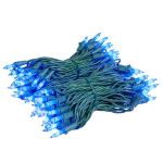 RetroGlo® Blue Ceramic Mini Lights 100 Light on Green Wire 34 Feet Long