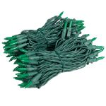 RetroGlo® Green Ceramic Mini Lights 100 Light on Green Wire 34 Feet Long