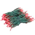 RetroGlo® Red Ceramic Mini Lights 100 Light on Green Wire 34 Feet Long