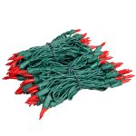 RetroGlo® Red Ceramic Mini Lights 100 Light on Green Wire 34 Feet Long