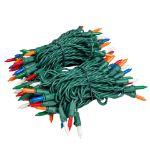 RetroGlo® Multi Color Ceramic Mini Lights 100 Light on Green Wire 34 Feet Long