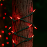 RetroGlo® Red Ceramic Mini Lights 50 Light on Green Wire 11 Feet Long