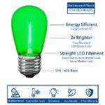 Green S14 LED Plastic Filament Medium Base e26 Bulbs  - 5pk