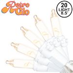 RetroGlo® Clear Mini Lights 20 Light on White Wire 8.5 Feet Long