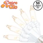 RetroGlo® Clear Mini Lights 50 Light on White Wire 11 Feet Long