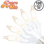 RetroGlo® Clear Mini Lights 100 Light on White Wire 50 Feet Long
