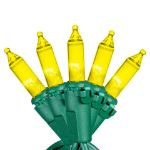 RetroGlo® Yellow Mini Lights 50 Light on Green Wire 11 Feet Long