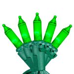 RetroGlo® Green Mini Lights 100 Light on Green Wire 50 Feet Long