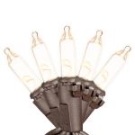 RetroGlo® Clear Mini Lights 100 Light on Brown Wire 34 Feet Long