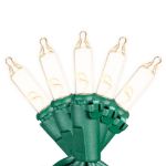 RetroGlo® Clear Mini Lights 100 Light on Green Wire 22 Feet Long
