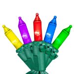 RetroGlo® Multi Color Mini Lights 35 Light on Green Wire 17 Feet Long