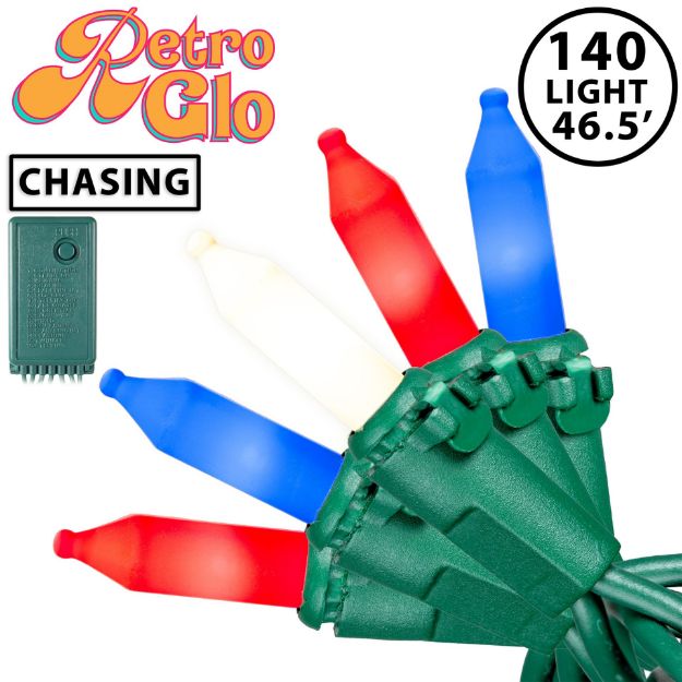 RetroGlo® Ceramic Red/White/Blue Multi Function Chasing Christmas Lights