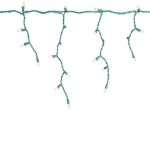 RetroGlo® Clear 100 Light Icicle Lights Green Wire Medium Drops