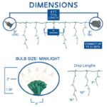 RetroGlo® Clear 100 Light Icicle Lights Green Wire Medium Drops