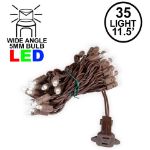 35 Light Pure White LED Mini Lights 11.5' Long on Brown Wire