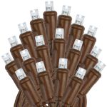 20 Light Non Connectable Pure White LED Mini Lights Brown Wire